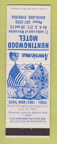Matchbook Cover Huntingwood Motel Buckaldn VA Civil War Perkins Americana WHITE