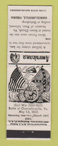 Matchbook Cover - Chancellorsville VA Civil War Perkins Americana WHITE