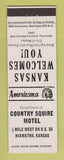 Matchbook Cover - Country Squire Motel Hiawatha KS Perkins Americana WHITE