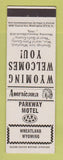 Matchbook Cover - Parkway Motel Wheatland W Y Perkins Americana WHITE