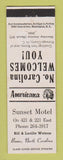 Matchbook Cover - Sunset Motel Boone NC Perkins Americana WHITE