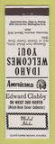 Matchbook Cover - Edward Clabby Match Collector Malad ID Perkins Americana WHITE