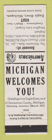 Matchbook Cover - Blight's Sons Eagle River MI Perkins Americana WHITE