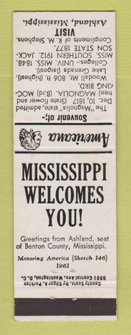 Matchbook Cover - RM Stephens Ashland MS Perkins Americana WHITE
