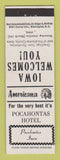 Matchbook Cover - Pocahontas Hotel IA Perkins Americana WHITE