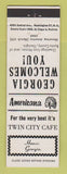 Matchbook Cover - Twin City Cafe Homer GA Perkins Americana WHITE