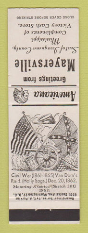 Matchbook Cover - Victory Store Mayersville MS Civil War Perkins Americana WHITE