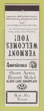 Matchbook Cover - Shore Acres Resort Motel North Hero VT Perkins Americana WHITE