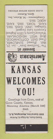 Matchbook Cover - M Kaiser Insurance Gove KS Perkins Americana WHITE
