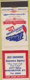 Matchbook Cover - Jess Snowden Insurance Winchester KY