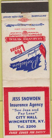 Matchbook Cover - Jess Snowden Insurance Winchester KY
