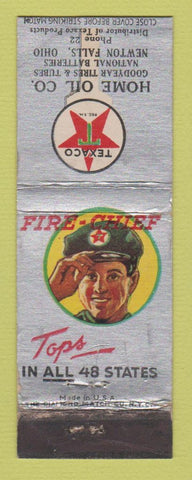 Matchbook Cover - Texaco oil gas Newton Falls OH WORN