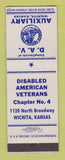 Matchbook Cover - DAV Disabled American Veterans Wichita KS