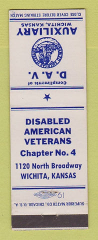 Matchbook Cover - DAV Disabled American Veterans Wichita KS
