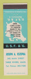 Matchbook Cover - USF&G Insurance Joseph Kszepka Three Rivers MA