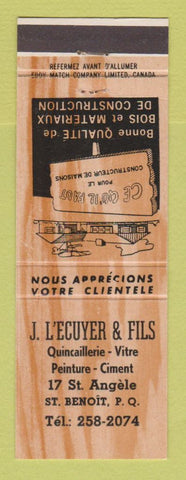 Matchbook Cover - J L'Ecuyer & Fils St Benoit QC