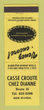 Matchbook Cover - Casse Croute Chez Dianne Baie St Paul QC