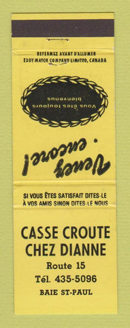 Matchbook Cover - Casse Croute Chez Dianne Baie St Paul QC