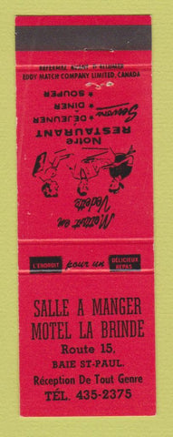 Matchbook Cover - Salle A Manger Motel La Brinde Baie St Paul QC