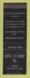 Matchbook Cover - Motel La Brinde Baie St Paul QC BLACK