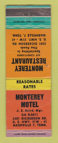 Matchbook Cover - Monterey Motel Restaurant Nashville TN WEAR