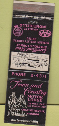 Matchbook Cover - Town  and  Country Motel Charlottesville VA