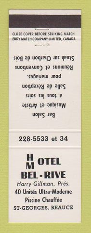 Matchbook Cover - Hotel Motel Bel Rive St Georges Beauce QC