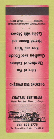 Matchbook Cover - Chateau Bethelet Berthierville QC RED WEAR
