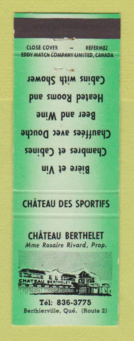 Matchbook Cover - Chateau Bethelet Berthierville QC GREEN WEAR