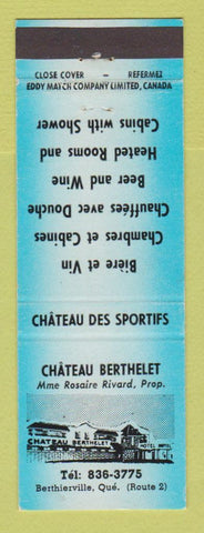 Matchbook Cover - Chateau Bethelet Berthierville QC BLUE WEAR