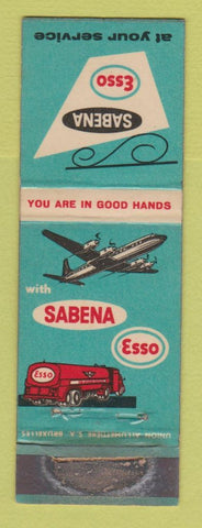 Matchbook Cover - Esso oil gas Sabena Belgium POOR STRIKER