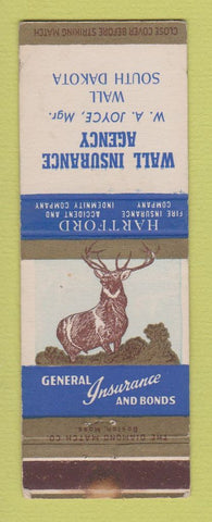 Matchbook Cover - Hartford Insurance Wall SD WA Joyce WEAR
