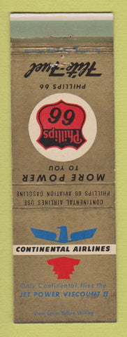 Matchbook Cover - Continental Airlines Phillips 66 oil gas WEAR