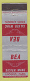 Matchbook Cover - BEA Airline Paris London Silver Wing WEAR