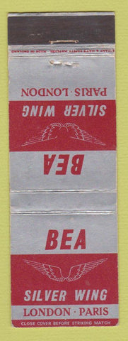 Matchbook Cover - BEA Airline Paris London Silver Wing WEAR