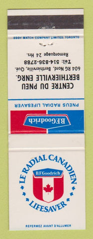 Matchbook Cover - BF Goodrich Tires Centre Du Pneu Berthierville QC