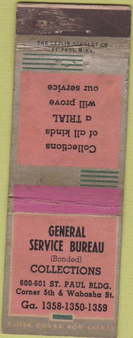 Matchbook Cover - General Service Bureau St Paul MN