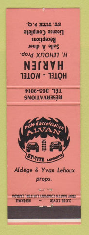 Matchbook Cover - Hotel Motel Harjen St Tite QC NEON ORANGE