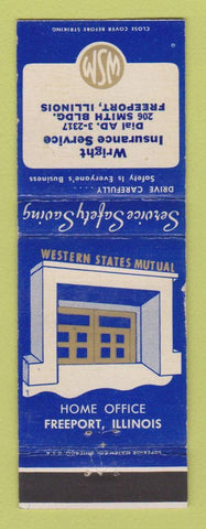 Matchbook Cover - Western States Insurance Wright Freeport IL WEAR