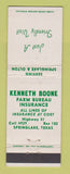 Matchbook Cover - Kenneth Boone Insurance Springlake TX