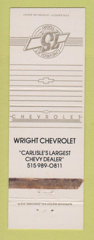 Matchbook Cover - Wright Chevrolet Carlisle PA? WEAR