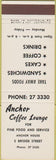 Matchbook Cover - Anchor Coffee Lounge No Town