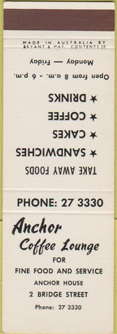 Matchbook Cover - Anchor Coffee Lounge No Town
