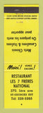 Matchbook Cover - Restaurant Les 7 Freres National St Georges QC