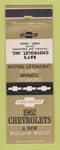 Matchbook Cover - 1962 Chevrolet Ray's Rigby ID WORN