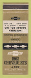 Matchbook Cover - 1962 Chevrolet Northern Garage Littleton Lincoln NH