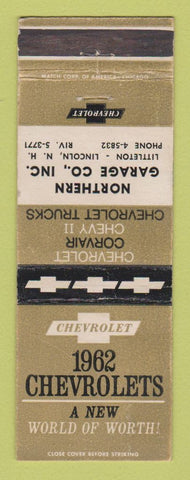 Matchbook Cover - 1962 Chevrolet Northern Garage Littleton Lincoln NH