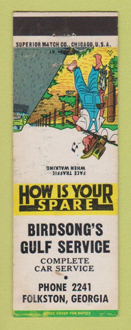 Matchbook Cover - Birdsong's Gulf oil gas Folkston GA WEAR