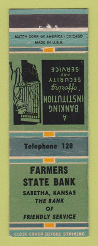 Matchbook Cover - Farmers State Bank Sabetha KS