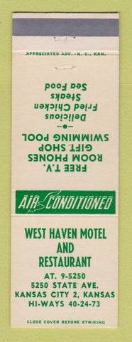 Matchbook Cover - West Haven Motel Restaurant Kansas City KS